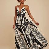 Vestido Longo de Praia com Estampa Tropical